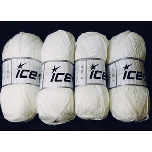 Ice Yarns Elite Baby Yarn-Lot of 4-DK Weight Ecru AntiPilling Acrylic #66720 NEW